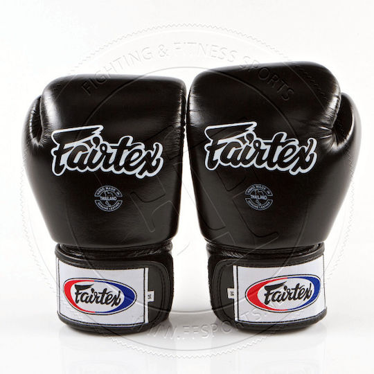Fairtex Muay Thai Boxing Gloves Leather for Match Black