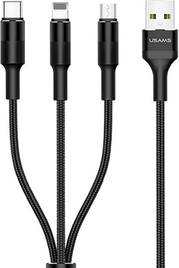 Usams Geflochten USB zu Blitzschlag / Typ-C,TC-TC Kabel 2A Schwarz 1.5m (US-SJ219)