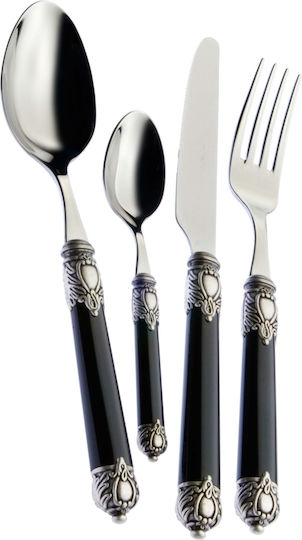 Casa Bugatti Renaissance Old-silver Σετ Μαχαιροπίρουνα Ανοξείδωτα Μαύρα 24τμχ