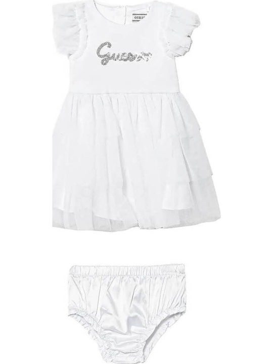 Guess Rochie pentru Copii Mâneca scurta Pure White