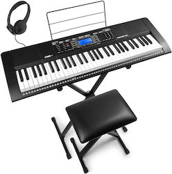 Max Keyboard Rhapsody61m with 61 Dynamic Keys with Stand, Headphones, Stool and Music Stand Black