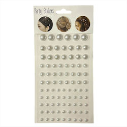 Decorative Face Body Pearls Stickers White