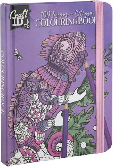 Hardcover Coloring Book A6 12x16cm 100 Designs Purple