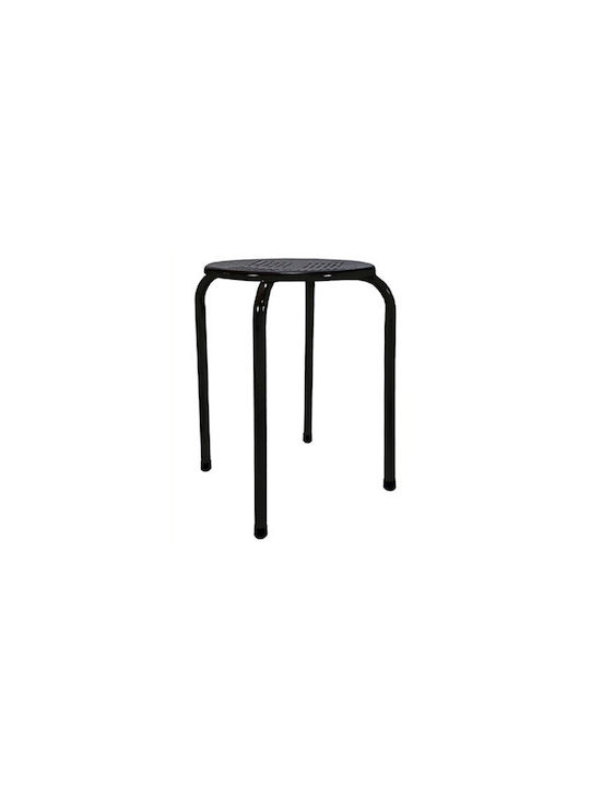 Stool For Living Room Black Velvet-Black Metal 30x30x45cm