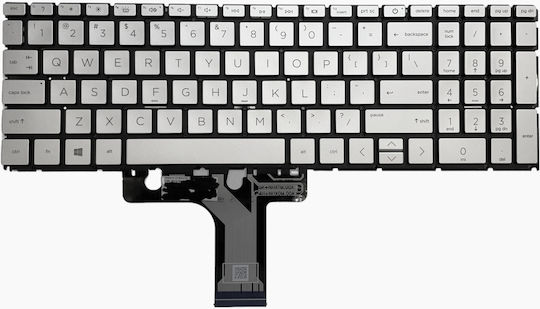 Πληκτρολόγιο Laptop Keyboard Hp Pavilion 15-eh 15z-eh 15-eh0000 15-eh1000 Series Silver Backlit M46255-a41 Hpm19n8 6037b0214815 Oem Κωδ 40725ussilbl