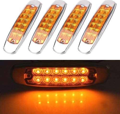 4 Stück Mk-338 DC12-24V LKW 12LEDs Seitenmarkierungsleuchte Gelbes Licht