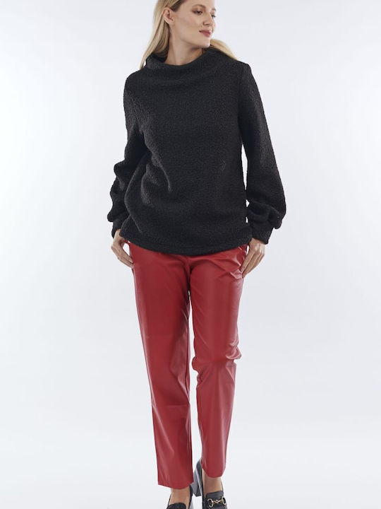 BelleFille Damen Bluse Rollkragenpullover Black