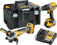 DEWALT DCK2026P2T Σετ Γωνιακός Τροχός & Κρουστικό Δραπανοκατσάβιδο Brushless 18V με 2 Μπαταρίες 5Ah και Θήκη