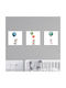 Kids Wall Art 3 Piece Canvas in White 30x30cm