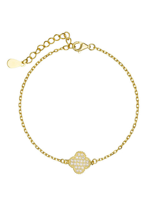 Ioannis Kosmima Women's Bracelet with Cross design made of Silver Gold Plated with Zircon