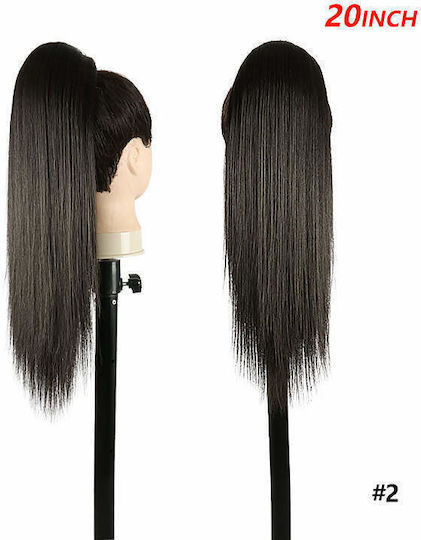 Synthetic Ponytail Natural Keratin Hair Kanekalon Nest System Shade Dark Brown Code 2 Length 50 cm