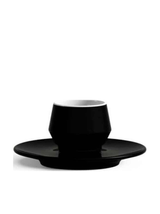 GTSA Set of Cups Coffee Porcelain Black 210ml 6pcs