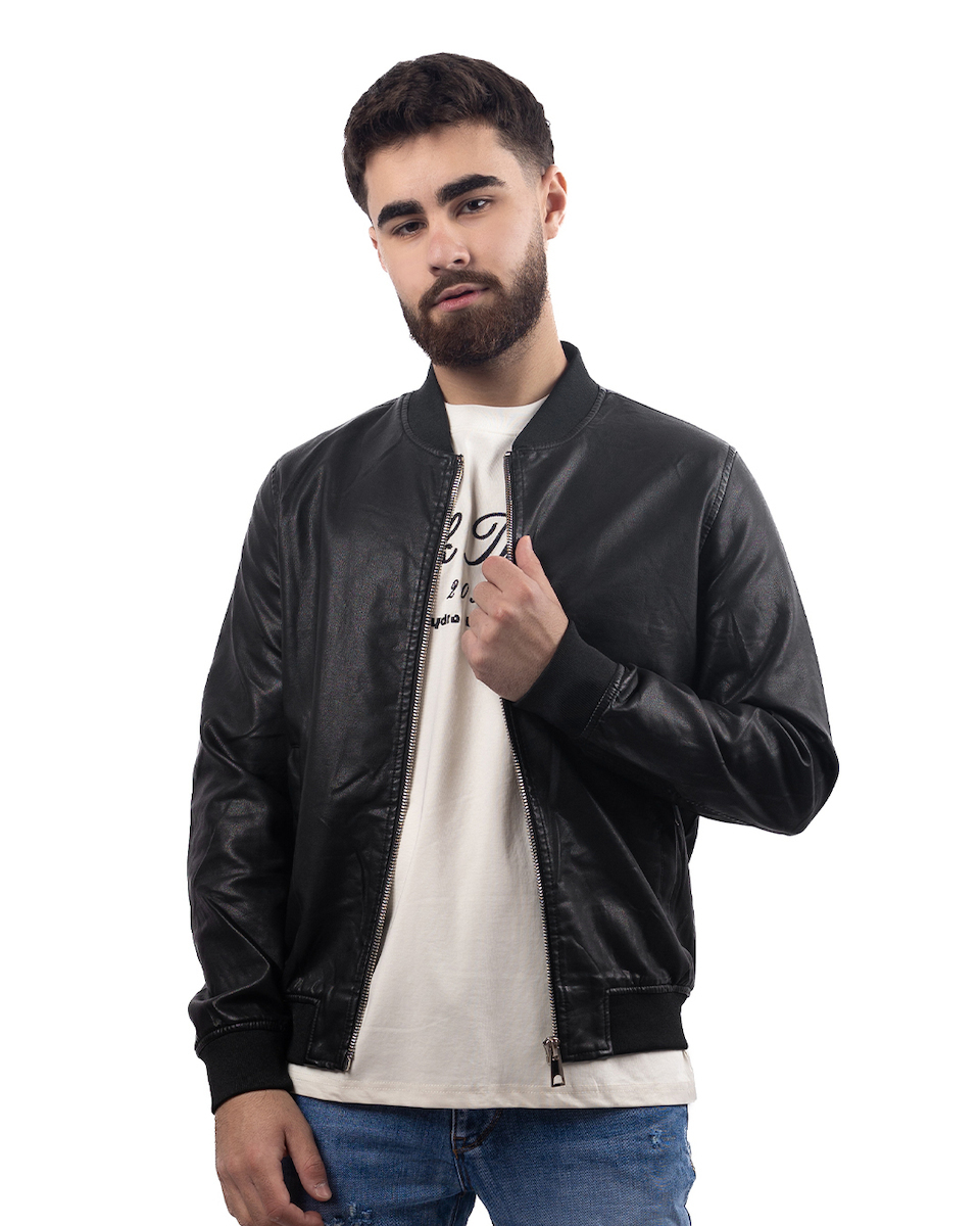 Zoteno Faux Leather Jacket Black Z-5611 | Skroutz.mt