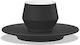 Porcelain Cup Saucer Cappuccino Chocolate Black Lunik Series Ø16cm Prestige Set of 6 Pieces