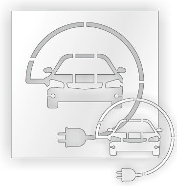 Straßenschablone Autoladung 70x70 Infoschild