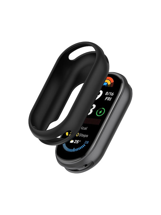 Силиконов защитен калъф с лъскава повърхност за Xiaomi Mi Band 8, черен
