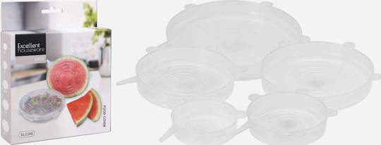 Set 5 Reusable Excellent Houseware Caps Silicone Transparent