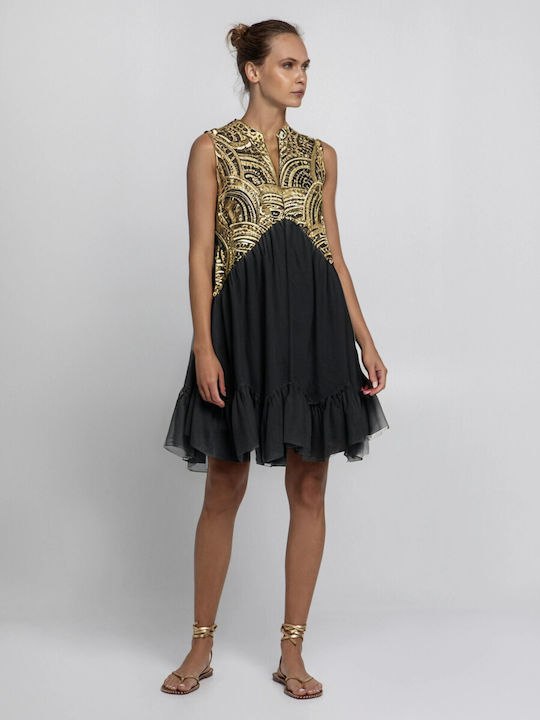 mini chain dress MO&Co. Women's Chain Slip Mini Dress Black Size XS