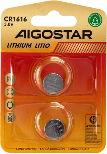 Aigostar Μπαταρίες Λιθίου Ρολογιών CR1616 3V 2τμχ