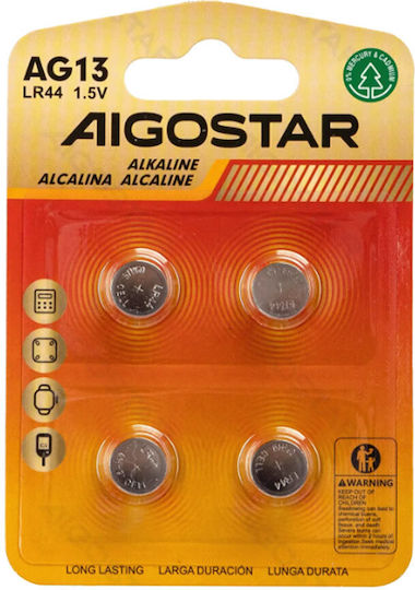 Aigostar Αλκαλικές Μπαταρίες Ρολογιών LR44 1.5V 4τμχ