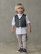 Designer's Cat Boys Baptism Suit with Vest 6pcs Gray