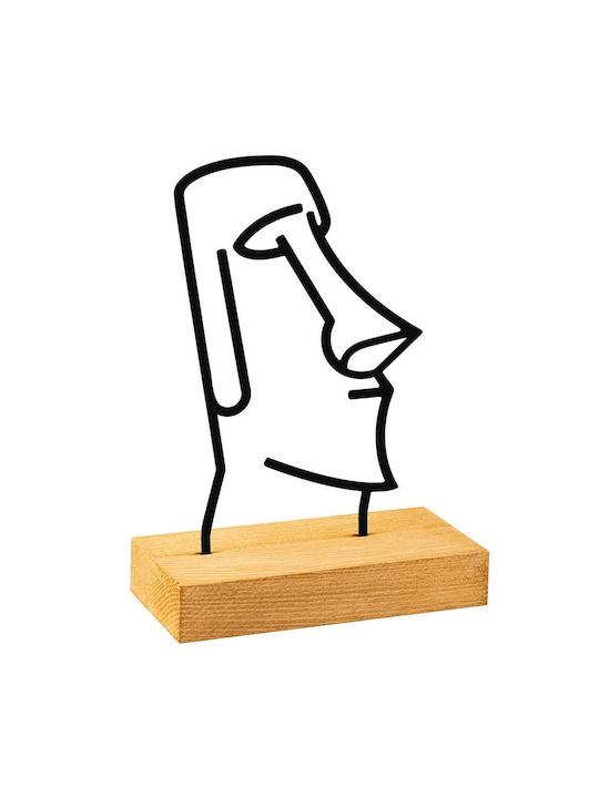 Διακοσμητική Προτομή Moai 565tnl1240 24x8x17cm Natural-black Aberto Design Μέταλλο Ξύλο