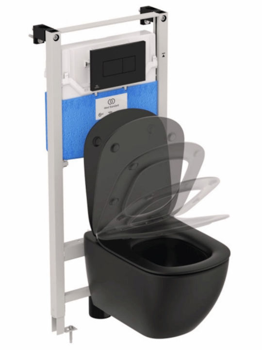 Ideal Standard Aquablade Монтирана на стена тоалетна с тоалетна чиния Черен