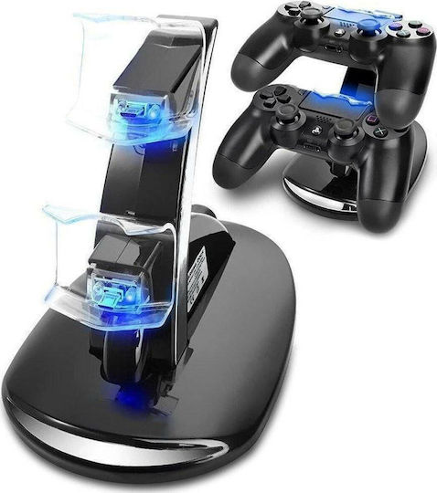 Stație de încărcare pentru 2 controllere PS4 cu iluminare LED Negru