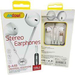 Andowl In-ear Handsfree Ακουστικά με Βύσμα USB-C