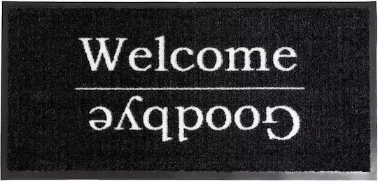 Sdim Entrance Mat Carpet Anti-Slip Backing Emotion-xs 737 Welcome Goodbye Black 40x80cm Thickness 8mm