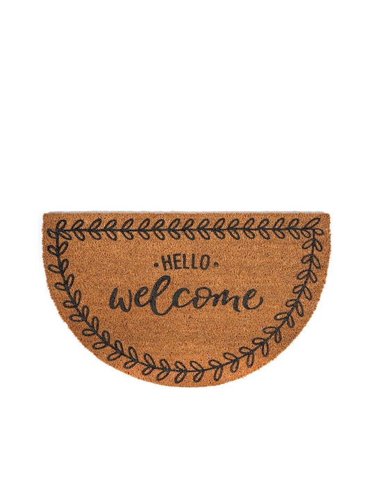 Sdim Semi-Circular Entrance Mat Coir Non-Slip Backing Finesse 475 Flower Hello Welcome 45x75cm
