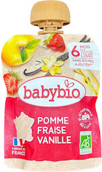 Babybio Πουρές Μήλο - Φράουλα- Βανίλια για 6+ Μηνών 90gr Babybio Πουρές Μήλο - Φράουλα- Βανίλια για 6+ Μηνών 90gr