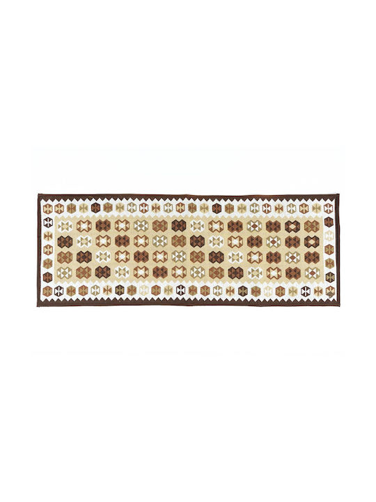 Sdim Baumwoll-Küchenteppich Rutschfeste Basis Kilim 006 Beige Braun 50x140cm