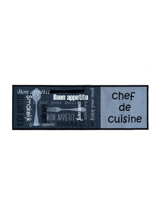 Sdim Küchenmatte Rutschfeste Unterlage Koch & Wasch 205 Chef De Cuisine Grau Schwarz 50x150cm