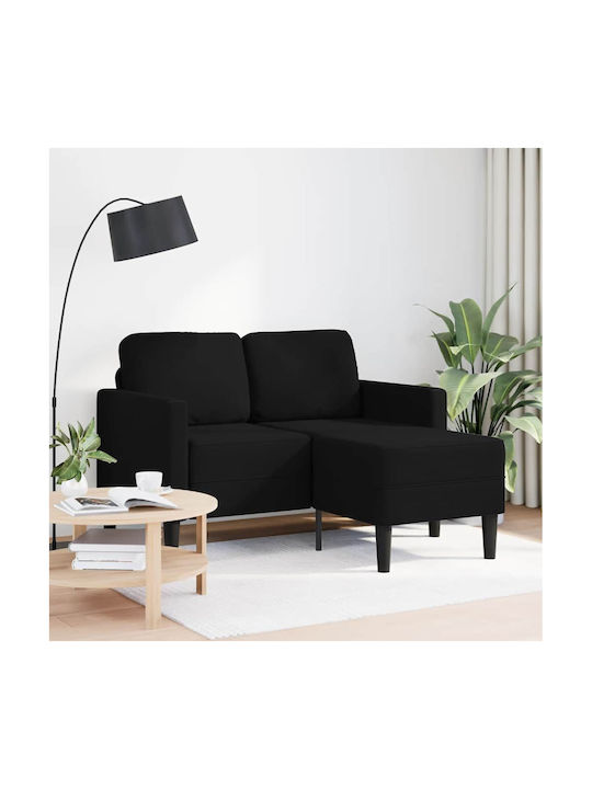 Ecke Sofa Black Velvet-Black Metal 125x118x85cm