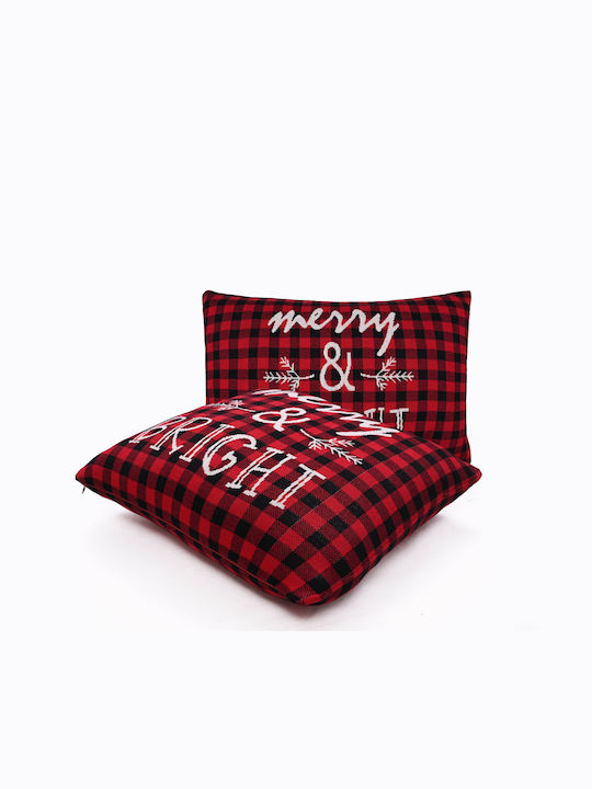 Liolios Home Christmas Decorative Pillow Square Red 40x40cm