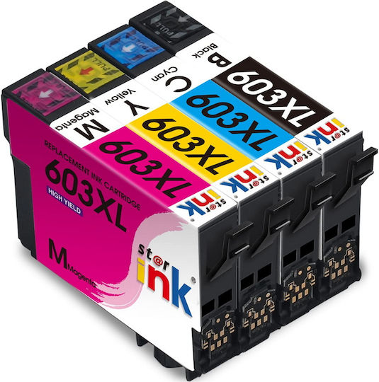Μελάνι Epson Συμβατό 603xl Bk C M Y Multipack Σελίδες:500/350 Colour 4150 3100 3150 2150 2105 2155 2100 3105 4100 4105 4155 2810dwf 2830dwf 2835dwf 2850dwf 2870dwf 2820dwf 2840dwf 2845dwf