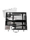 Set of 10 Stainless Steel Barbecue Tools with Metal Carrying Case