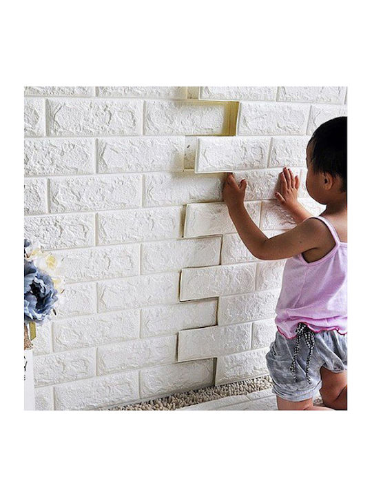 3D Wall Stickers Embossed Wallpaper Brick 4 Pie...