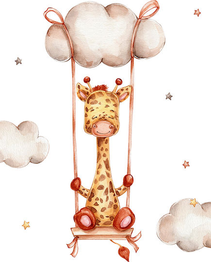 Kids Framed Wall Painting Giraffe In The Sky 21x30cm
