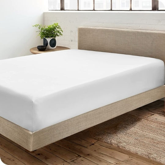 SpitiBazaar Bettlaken für Einzelbett mit Gummiband 100x200+30cm. White