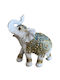 Decorative Polyester Elephant White Gold 12.5x5x13cm