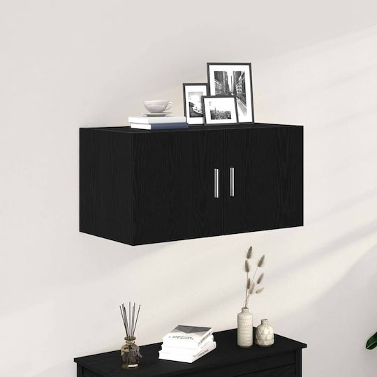 Hängeschrank fürs Wohnzimmer aus Spanplatte Schwarz Eiche 80x39x40 cm