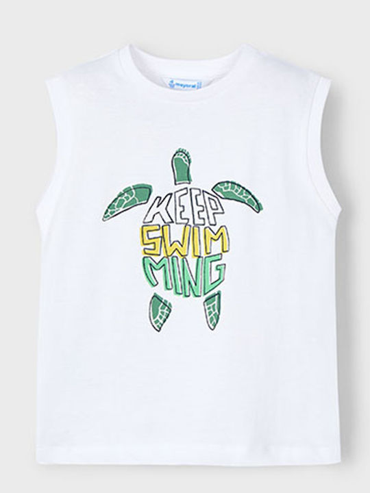 Mayoral Kids Sleeveless White Blouse Turtle