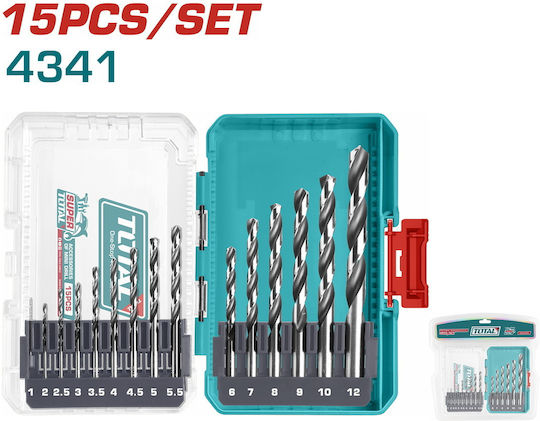 Total Set of 15 Diamond Drills HSS for Metal