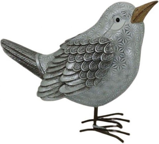 Polyester Silver White Decorative Bird 18x9x16cm