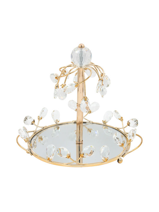 Keskor Metallic Round Decorative Tray with Mirror 31x29x27cm