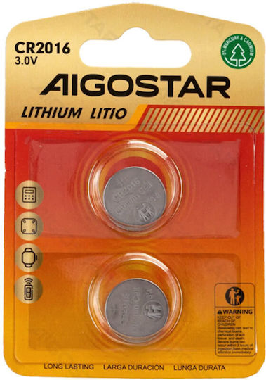 Aigostar Μπαταρίες Λιθίου Ρολογιών CR2016 3V 2τμχ