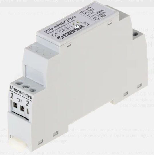 Surge Protector 48v Dc Din Rail Ewimar Sug-48vdc/din
