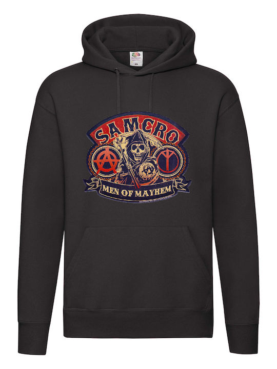 Hanorac Negru Sons of Anarchy Samcro Bărbați Mayhem No1 Original Fruit of the Loom 70% Bumbac Calitate Excelentă